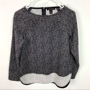 Banana Republic Women Black White Boatneck Work Career Casual Long Sleeve Top XS